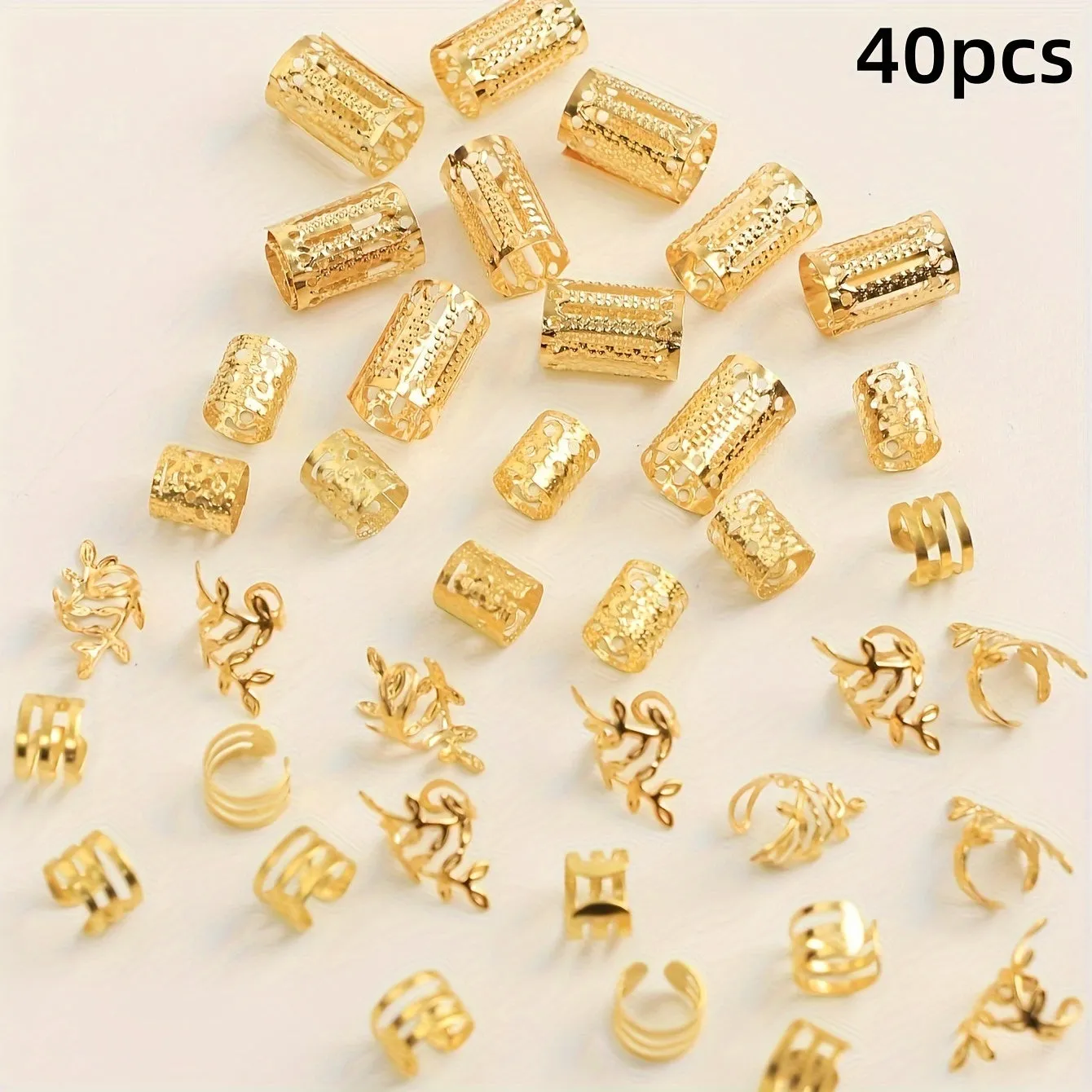 40pcs Hollow Braid Hair Rings Set