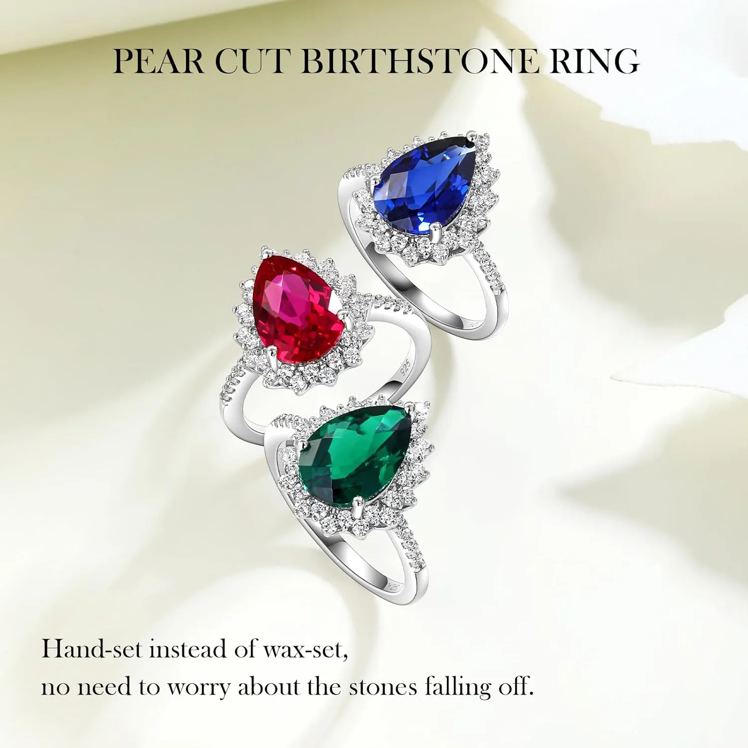 4.5 Carat Teardrop Engagement Birthstone Ring Sterling Silver Pear Cut Sapphire/Ruby/Emerald/Amethyst/Aquamarine Halo Ring Promise Anniversary Rings for Women Size 6-10