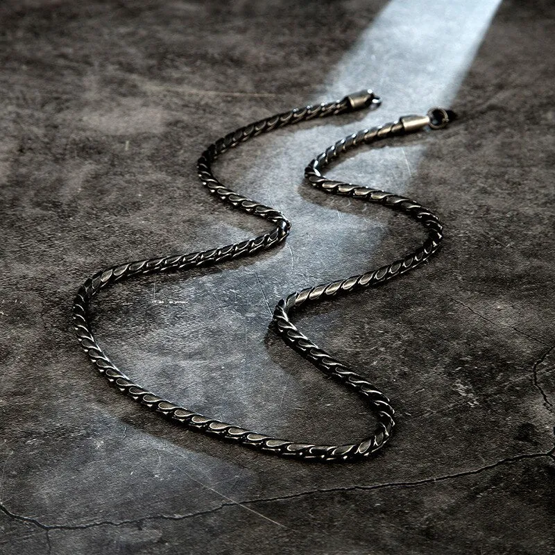 4.5MM Stainless Steel Cuban Chain Vintage Black Wide Necklace Punk Long Men