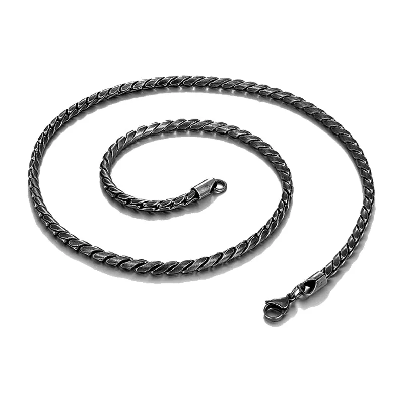 4.5MM Stainless Steel Cuban Chain Vintage Black Wide Necklace Punk Long Men