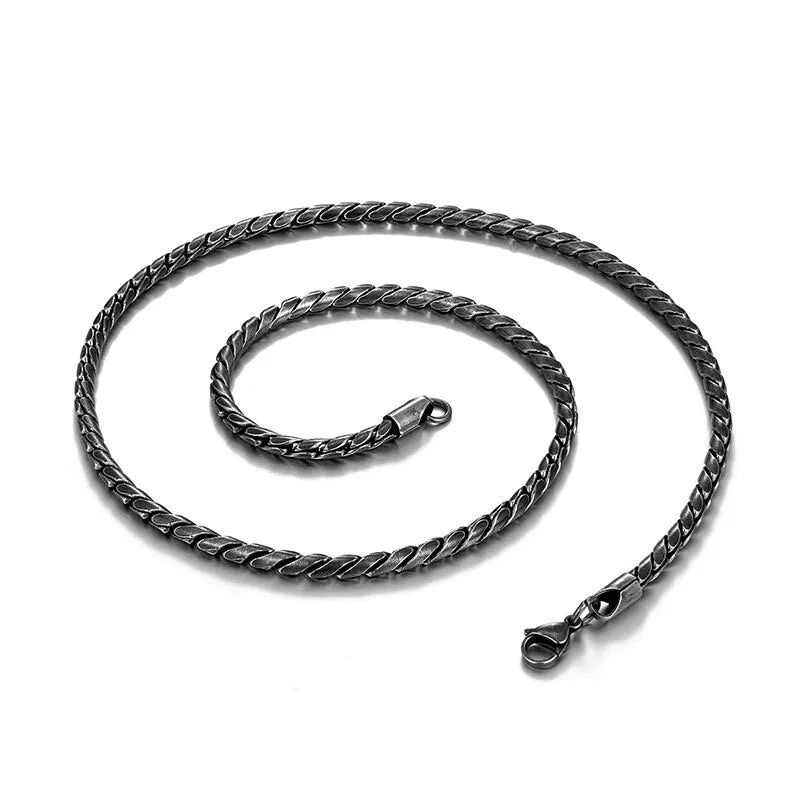 4.5MM Stainless Steel Cuban Chain Vintage Black Wide Necklace Punk Long Men