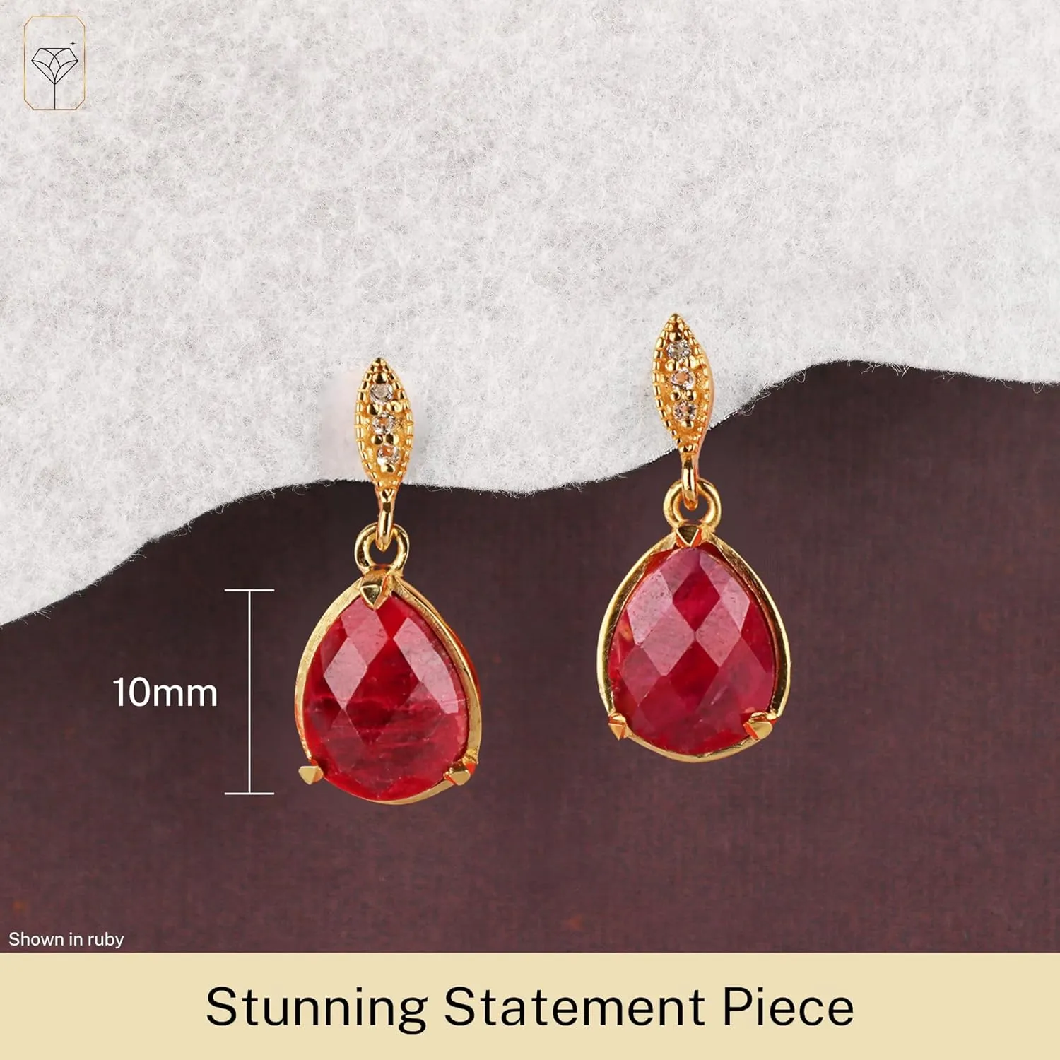 5 Carats Tear Drop Gemstone Dangle Earrings in 18k Gold over 925 Sterling Silver | Birthstone Dangle Earrings with Secure Pushbacks | Gold Statement Earrings by MAX   STONE