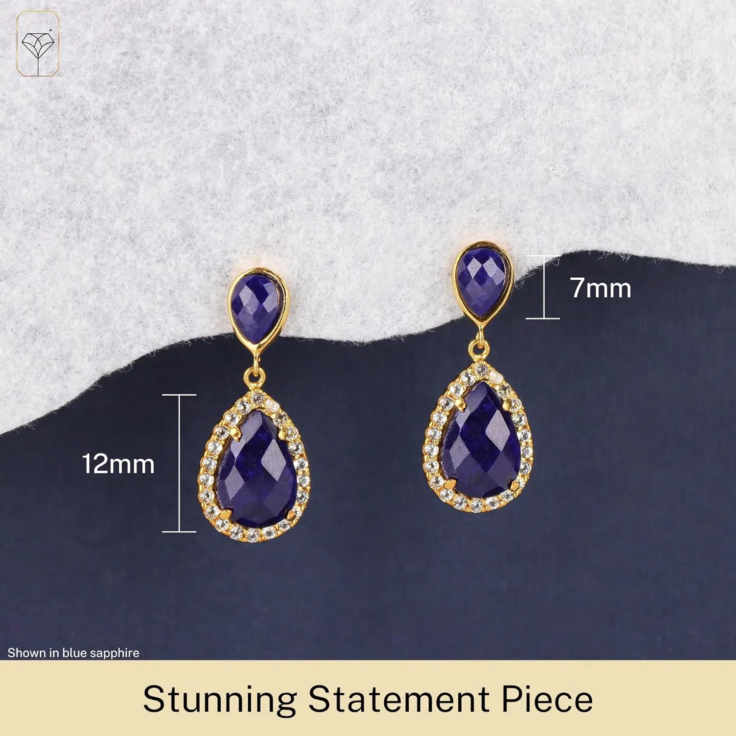 5.5 Carats Double Pear with Halo Gemstone Drop Earrings in 18k Gold over 925 Sterling Silver | Birthstone Dangle Earrings with Pushbacks | Gold Statement Earrings by MAX   STONE