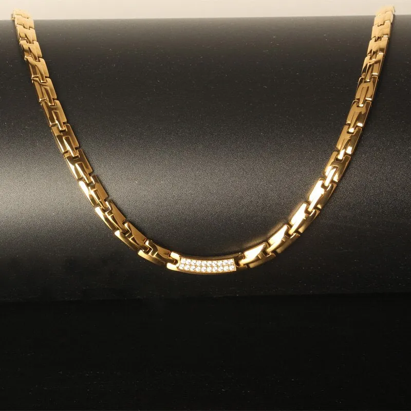 6MM Wide Chain Necklaces Rose Gold-Color Stainless Steel