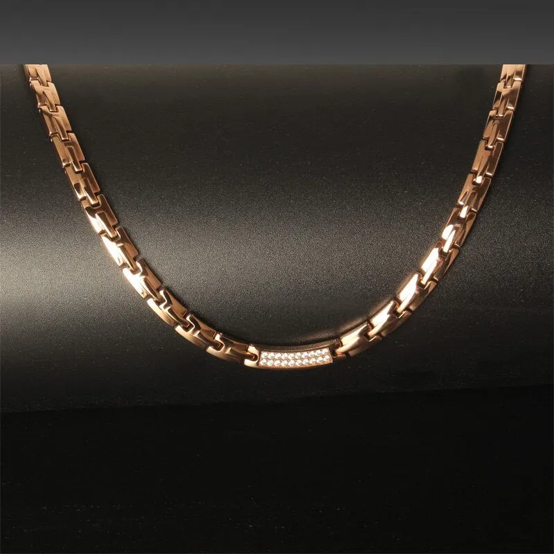 6MM Wide Chain Necklaces Rose Gold-Color Stainless Steel