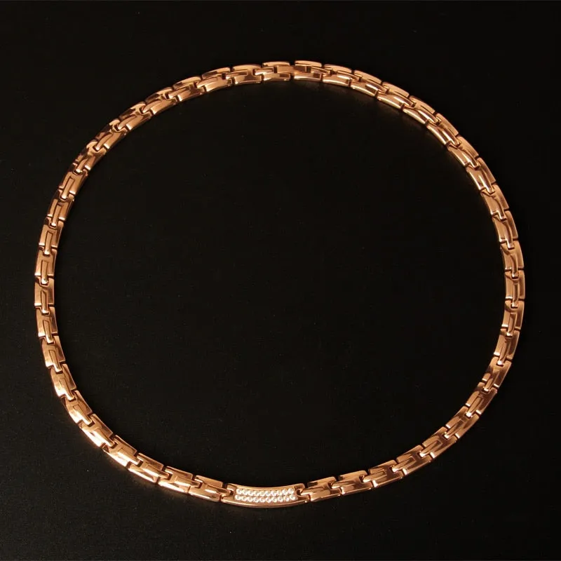 6MM Wide Chain Necklaces Rose Gold-Color Stainless Steel