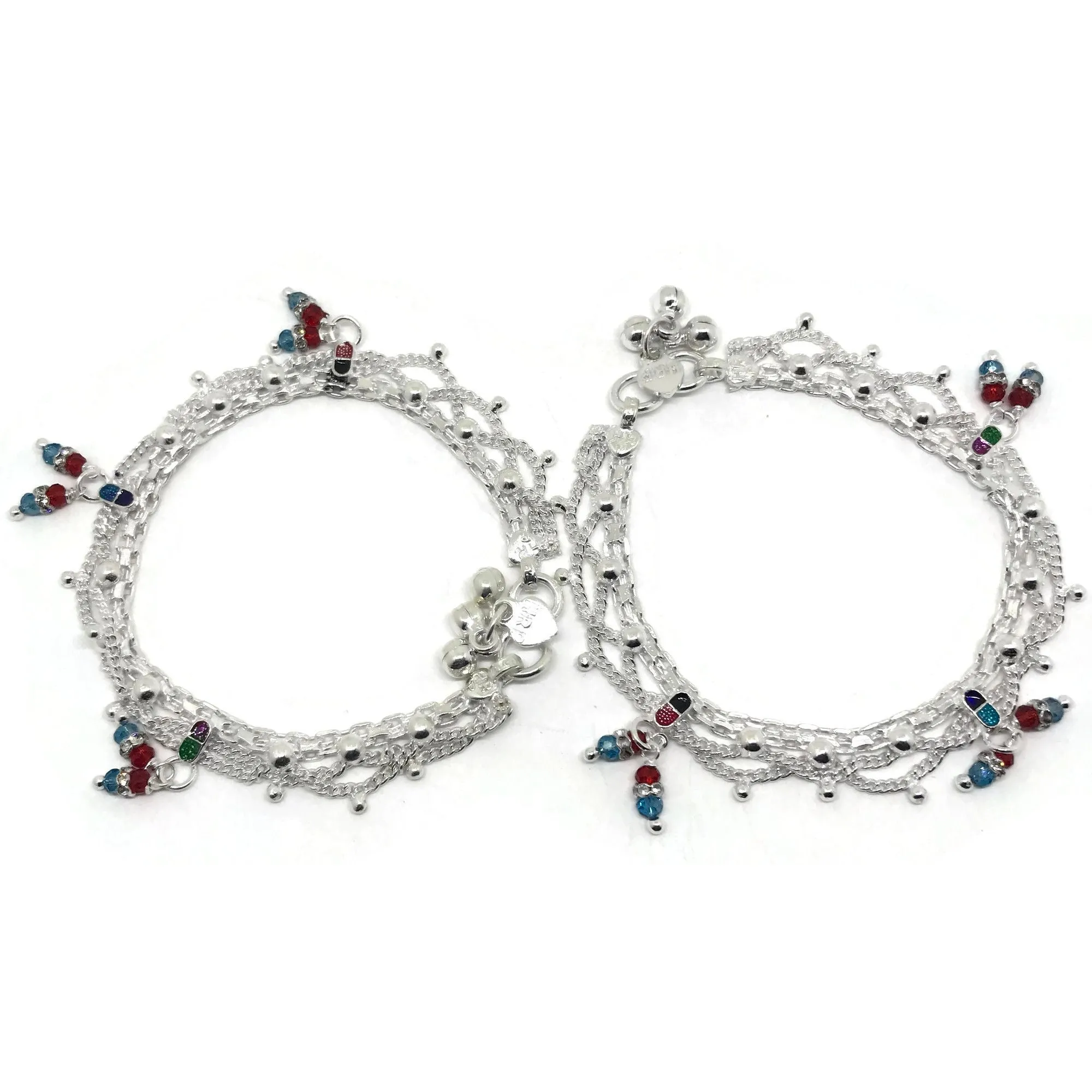 700 Silver Teens Traditional Anklet - #03
