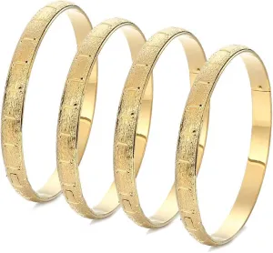 8mm 4Pcs Dubai Gold Bangles for Women Men Gold Ethiopian Bracelets African Bangles Bracelets Jewelry