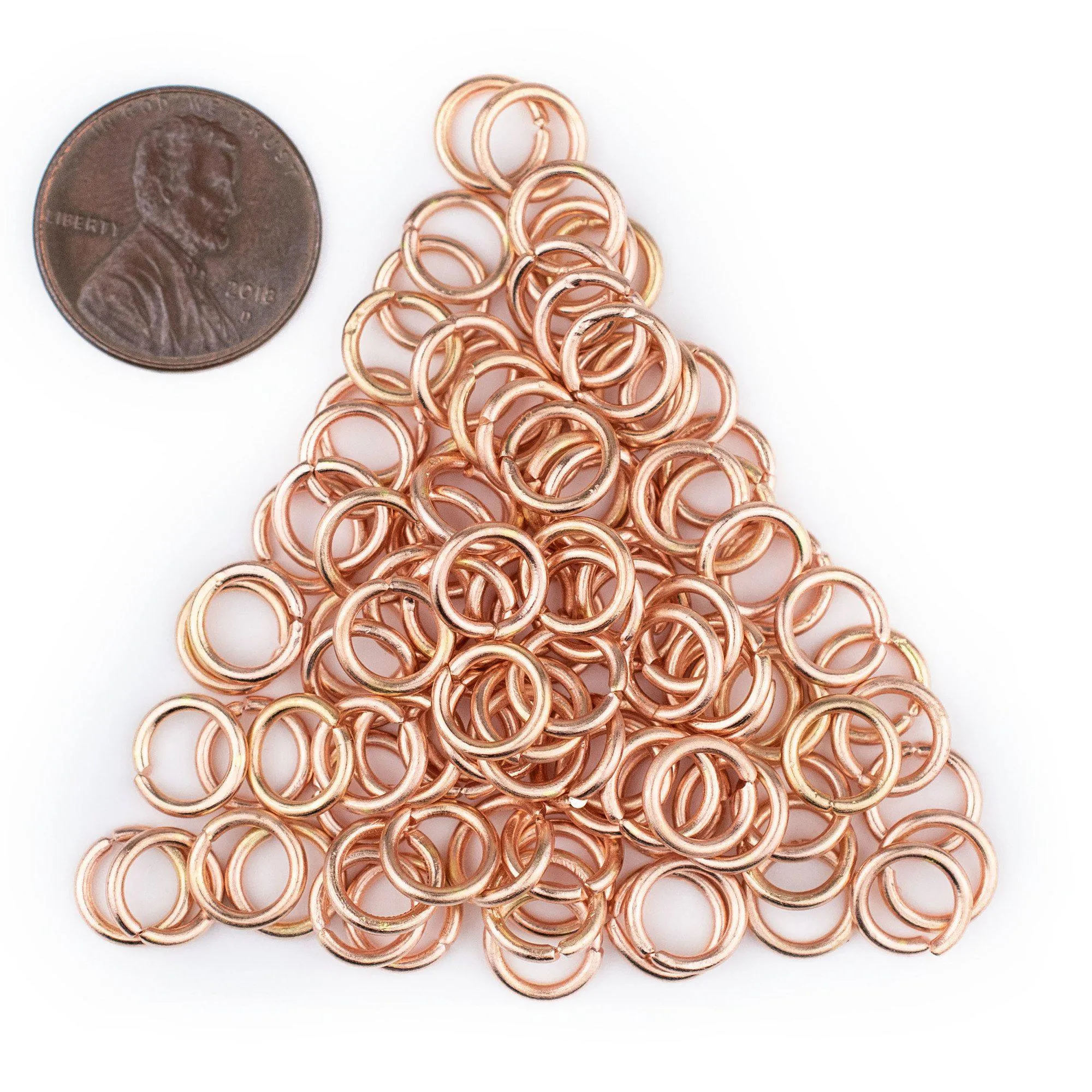 8mm Copper Round Jump Rings (Approx 100 pieces)