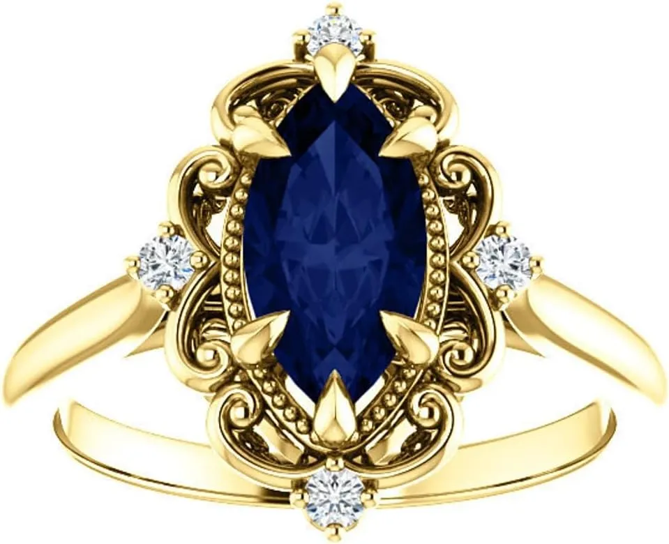 925 Sterling Silver 2.5 CT Marquise Blue Sapphire Ring Gemstone Rings Anniversary Promise Ring Jewelry
