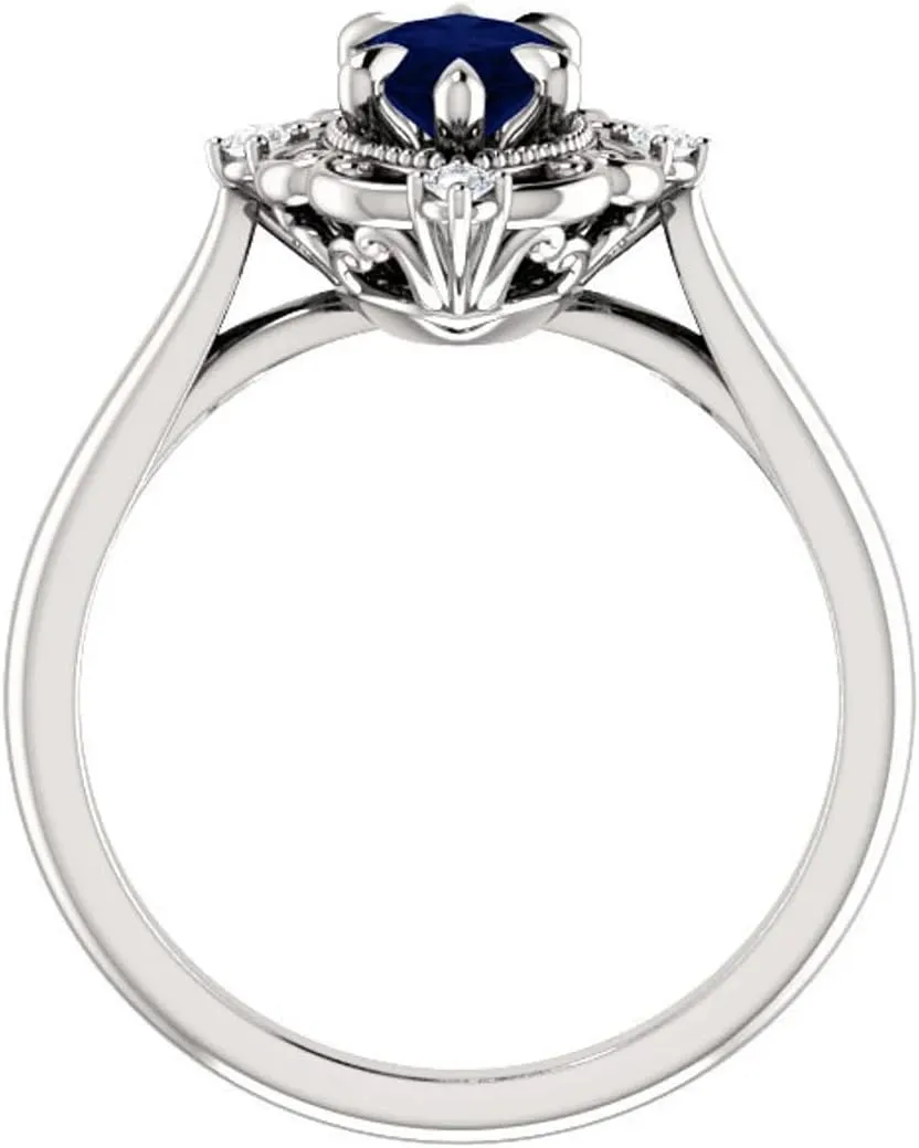 925 Sterling Silver 2.5 CT Marquise Blue Sapphire Ring Gemstone Rings Anniversary Promise Ring Jewelry