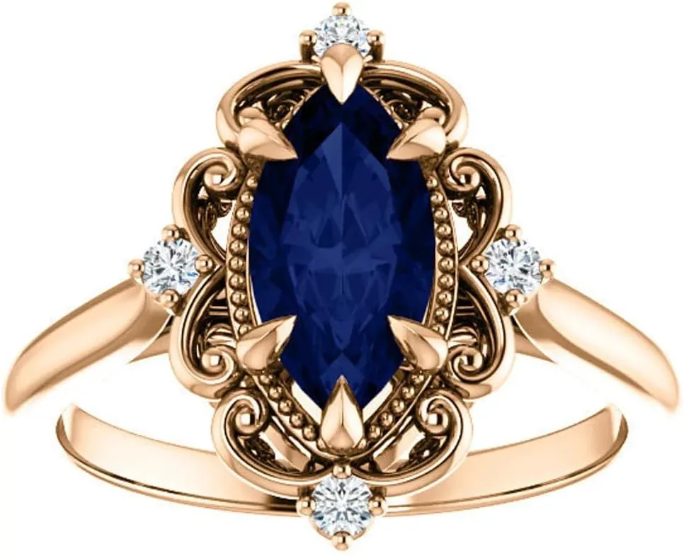 925 Sterling Silver 2.5 CT Marquise Blue Sapphire Ring Gemstone Rings Anniversary Promise Ring Jewelry