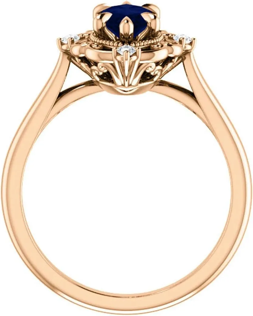 925 Sterling Silver 2.5 CT Marquise Blue Sapphire Ring Gemstone Rings Anniversary Promise Ring Jewelry