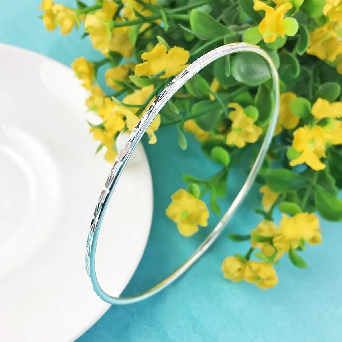 925 Sterling Silver Bangle Bracelet Bangles for Women/Girls | Bangle Bracelets for Women | 925 Sterling Silver Bracelets for Women | Dainty Bracelets