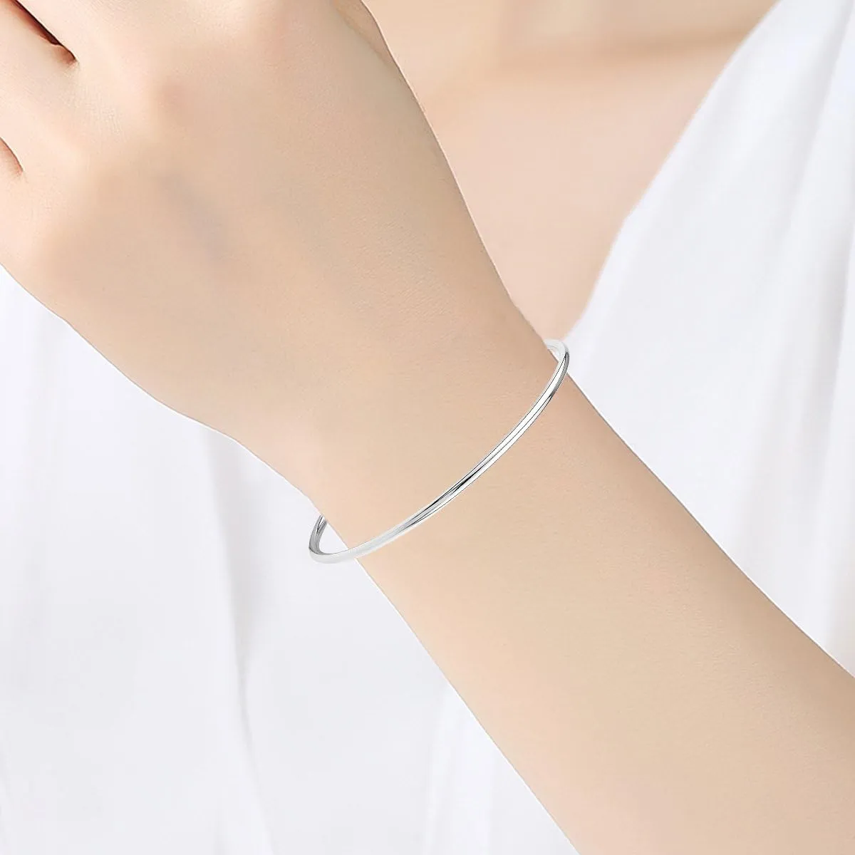 925 Sterling Silver Bangle Bracelet Bangles for Women/Girls | Bangle Bracelets for Women | 925 Sterling Silver Bracelets for Women | Dainty Bracelets