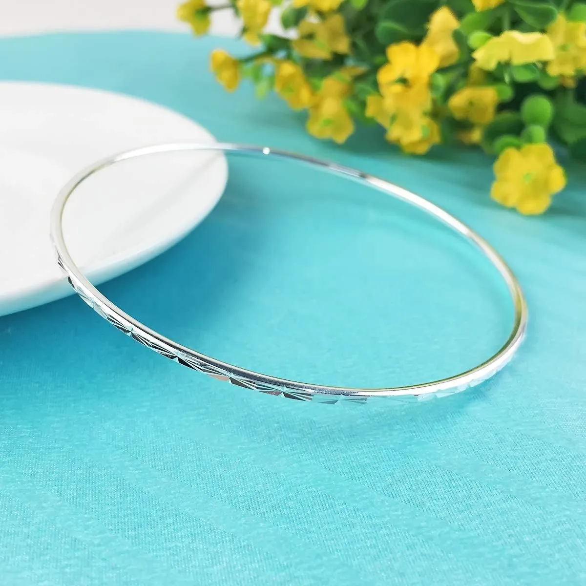 925 Sterling Silver Bangle Bracelet Bangles for Women/Girls | Bangle Bracelets for Women | 925 Sterling Silver Bracelets for Women | Dainty Bracelets