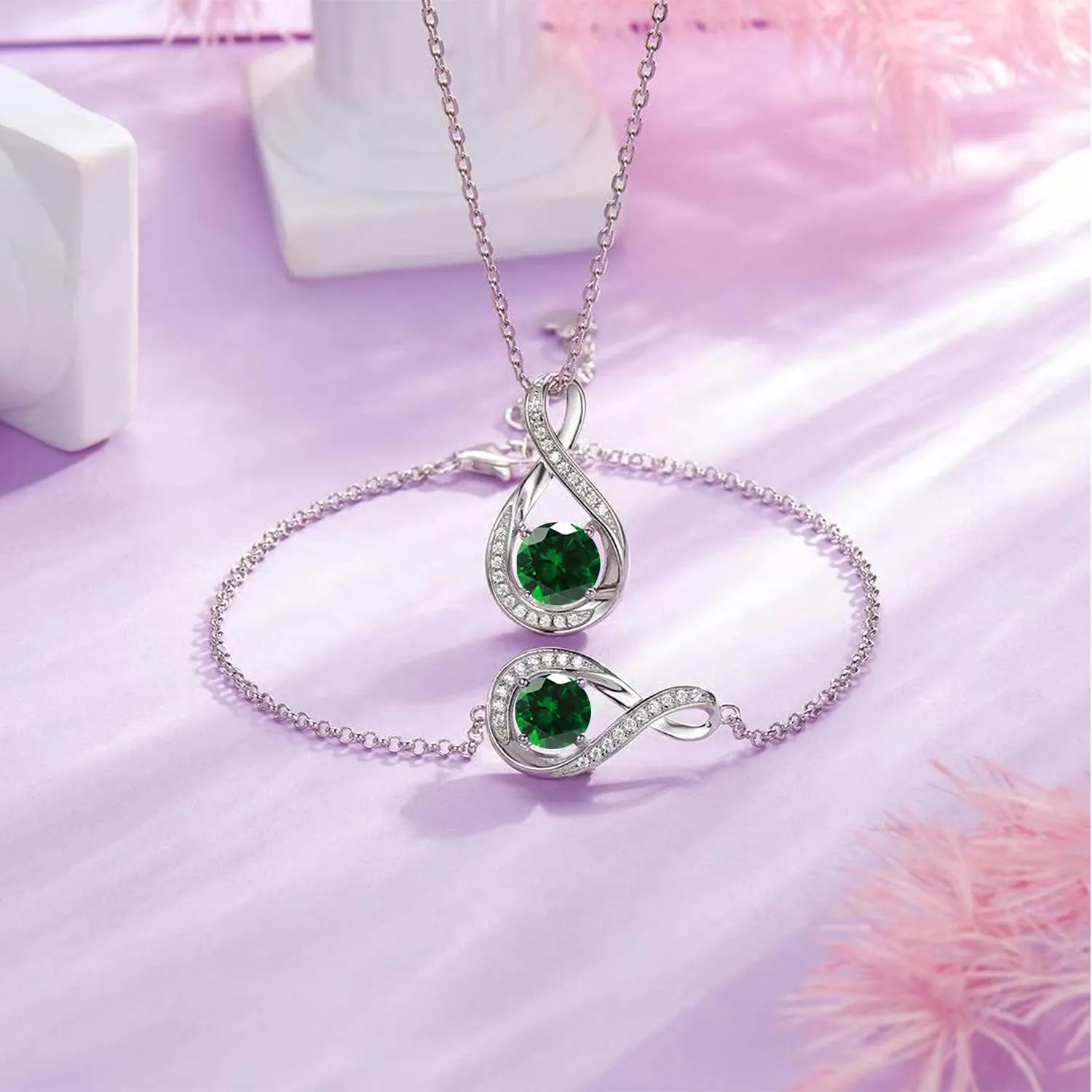 925 Sterling Silver Birthstone Bracelets for Women Charm Infinity Bracelet Birthday Anniversary Valentine's Day Jewelry Gifts for Her Women, Adjustable Chain