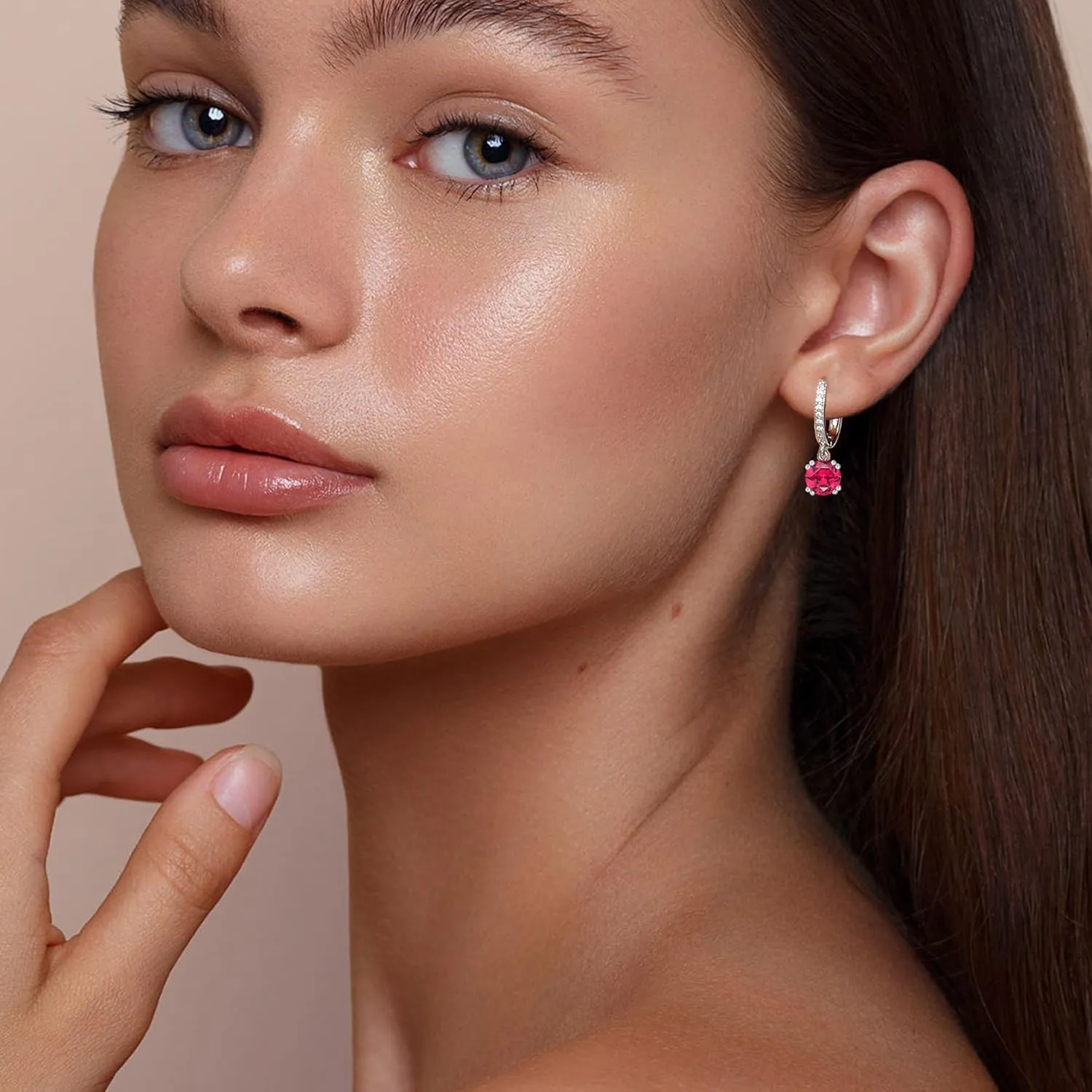 925 Sterling Silver Dangle Drop Birthstone Earrings for Women Cubic Zirconia Huggie Hoop Leverback Dangling Earring