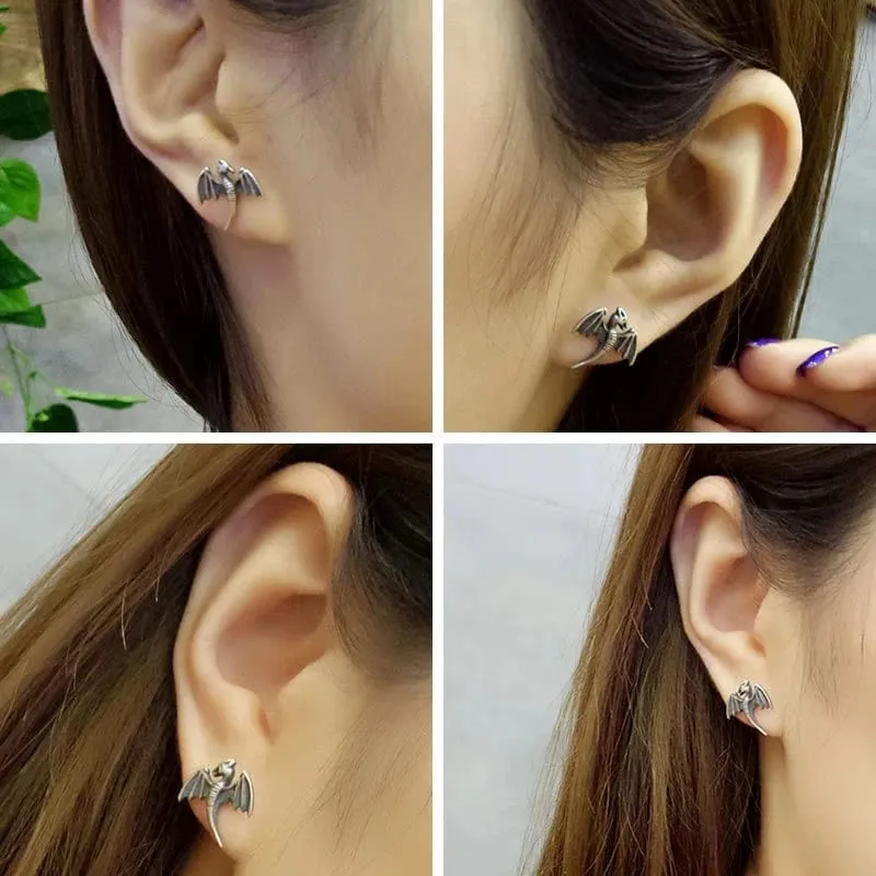 925 Sterling Silver Dragon Stud Earrings