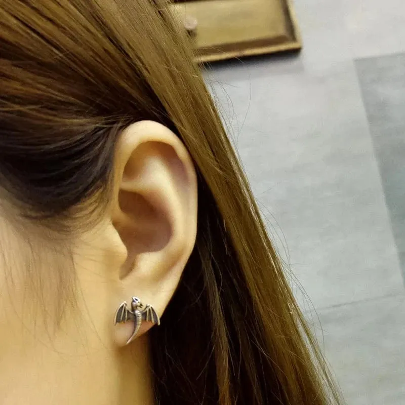 925 Sterling Silver Dragon Stud Earrings