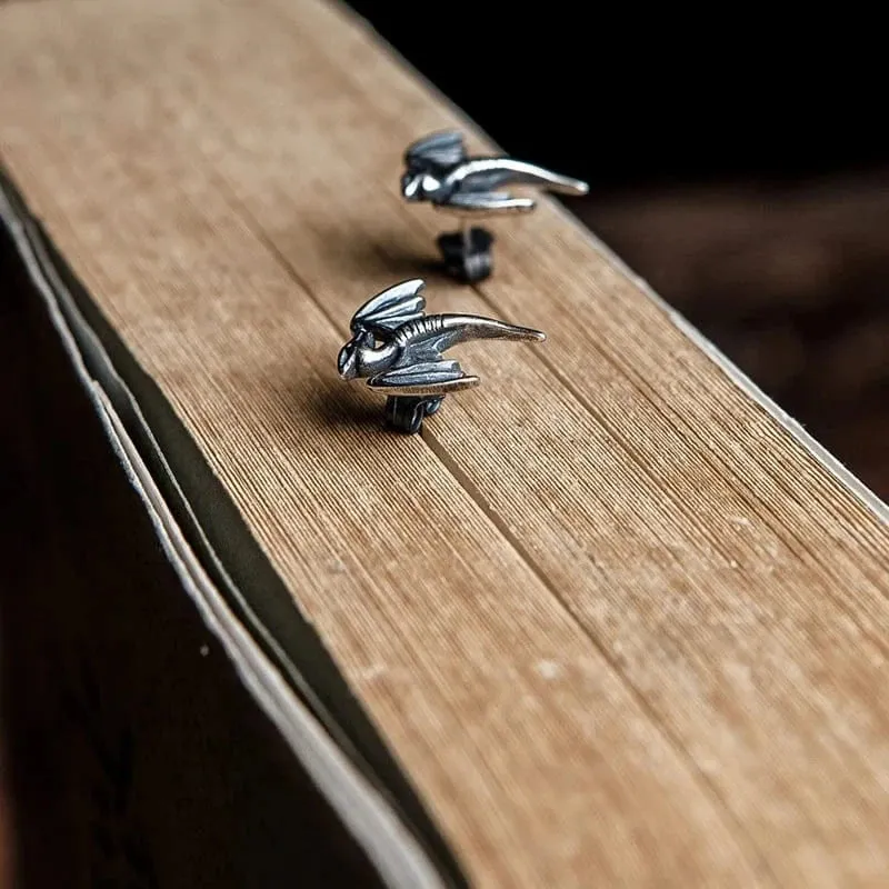 925 Sterling Silver Dragon Stud Earrings