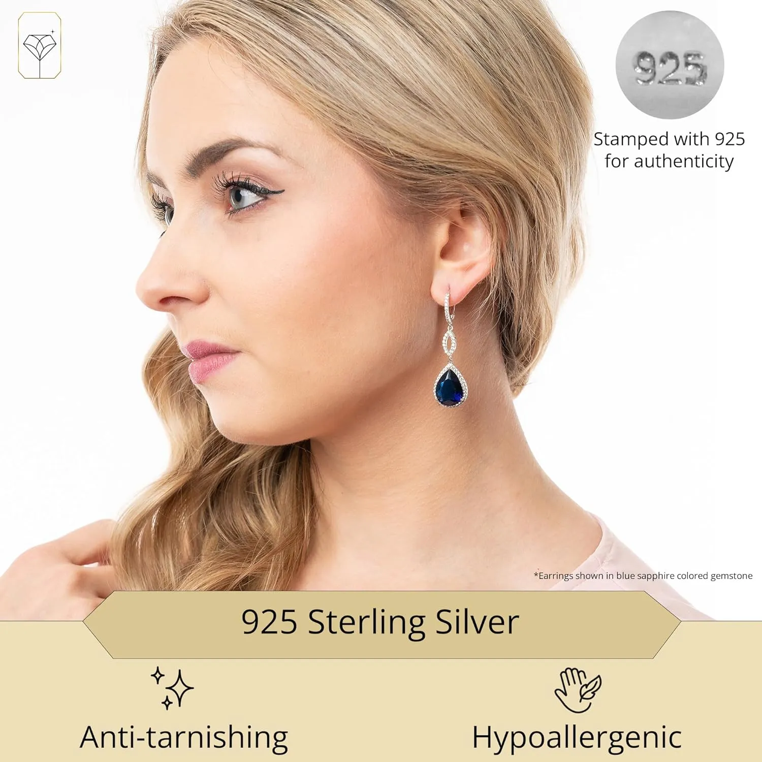 925 Sterling Silver Gemstone Drop Earrings for Women | 16x12MM Pear Shape Teardrop Earrings | Anti-Tarnishing & Hypoallergenic Dangle Earrings by MAX   STONE
