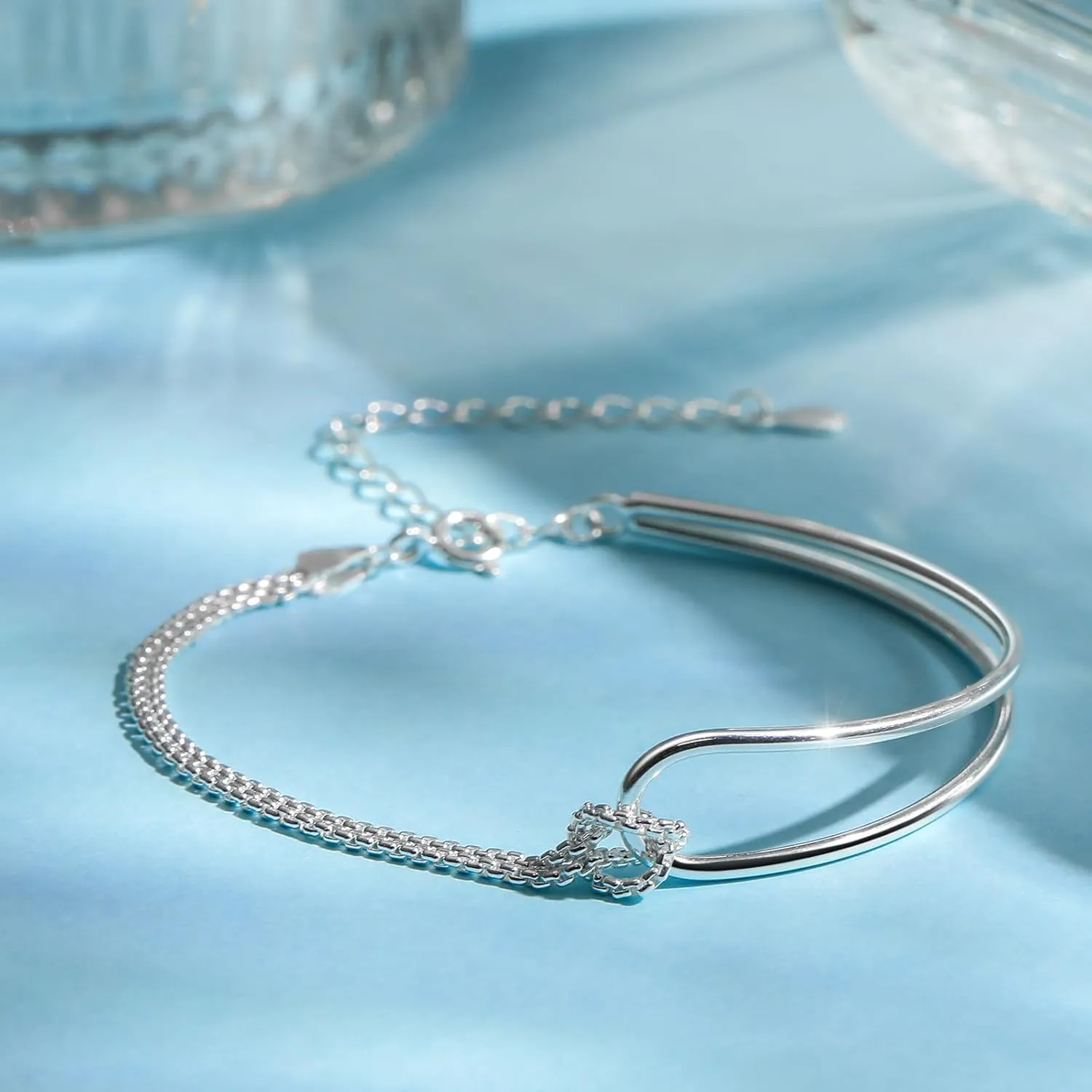 925 Sterling Silver Knot Bracelet for Women14K Gold Plated Matching Bracelet for Couples Mother Daughter Love Knot Double Layered Bracelet Forever Infinity Bracelet Friendship Birthday Jewelry for Her