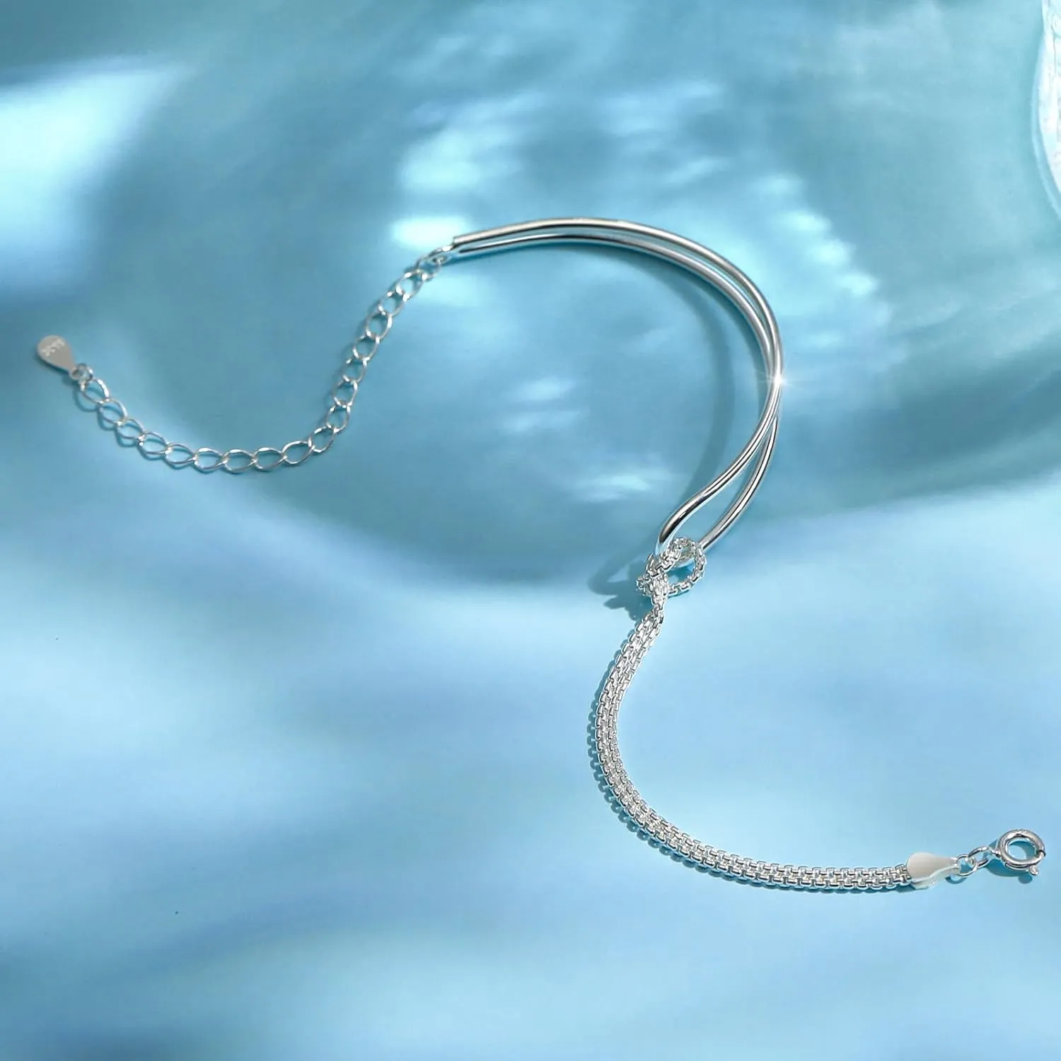 925 Sterling Silver Knot Bracelet for Women14K Gold Plated Matching Bracelet for Couples Mother Daughter Love Knot Double Layered Bracelet Forever Infinity Bracelet Friendship Birthday Jewelry for Her