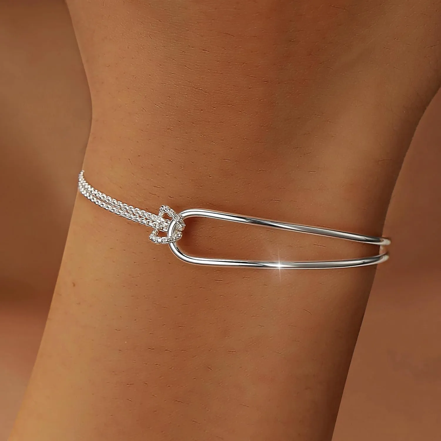 925 Sterling Silver Knot Bracelet for Women14K Gold Plated Matching Bracelet for Couples Mother Daughter Love Knot Double Layered Bracelet Forever Infinity Bracelet Friendship Birthday Jewelry for Her