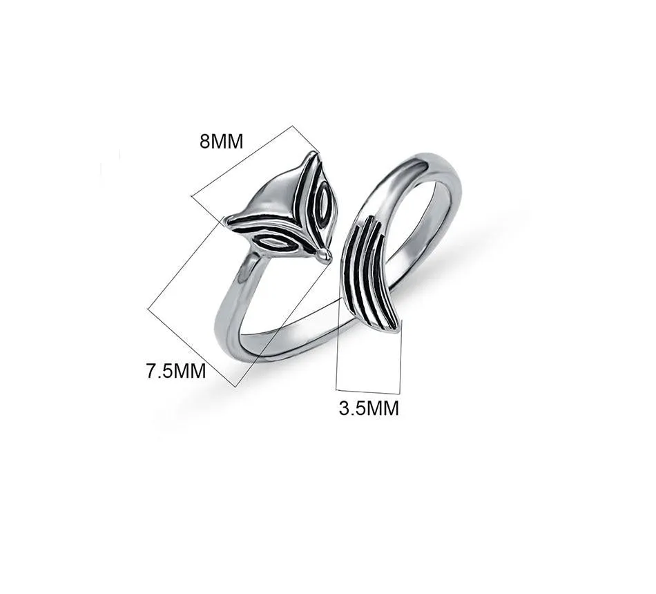 925 Sterling Silver Thai Silver Fox Ring
