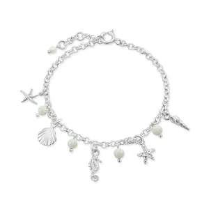 925 Sterling Silver White Opal Bracelets for Women - 3mm Round Beads with Sterling Silver Charms, Adjustable Chain 16-18cm Length - Silver bracelets for women - Perfect Opal Jewelry Gift
