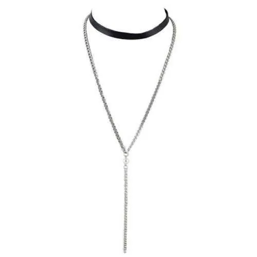 A Suit of Vintage Chain Necklaces For Women - Silver