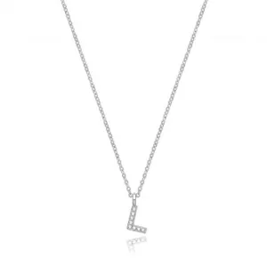 Acotis Silver Necklace Rhodium Plated Zirconia Initial G3395/L