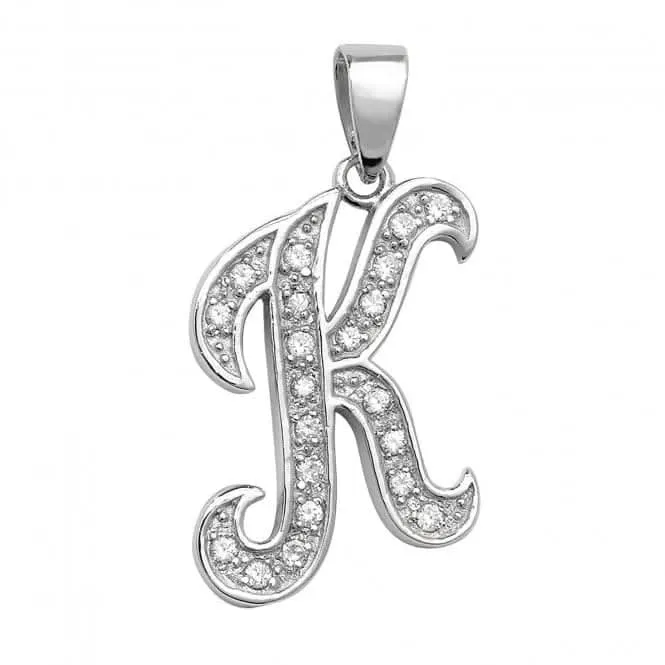 Acotis Silver Pendant Initial with Zirconia Detail G6128/K