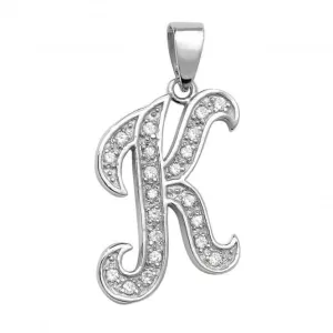 Acotis Silver Pendant Initial with Zirconia Detail G6128/K