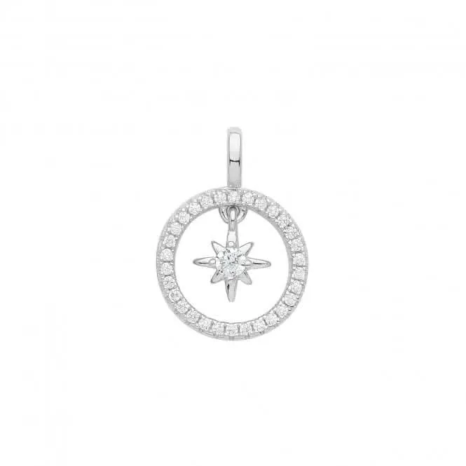 Acotis Silver Pendant Set Rhodium Zirconia Star In Cercle G61091
