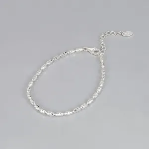 Adjustable Sterling Silver Bracelet for Women, Fashion Decoration Bracelets Silver Friendship Bracelets sterling Silver Adjustable Bracelet Sparkling Carved Beads Friendship Bracelets Gift S925 Silver