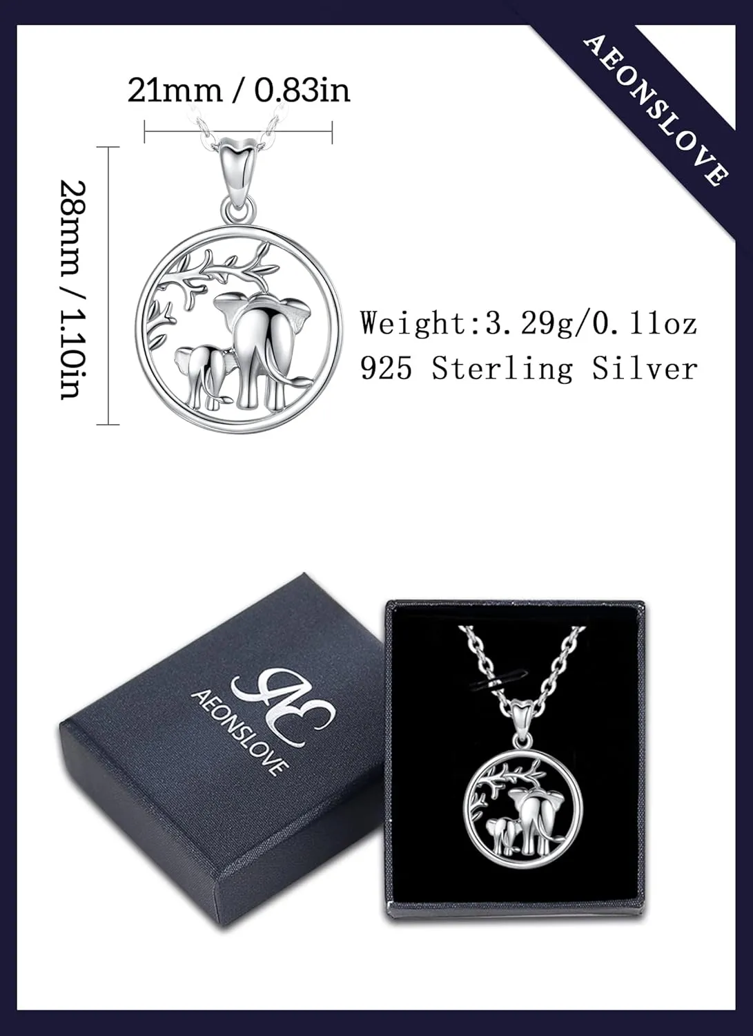 AEONSLOVE 925 Sterling Silver Animal Necklaces, Elephant/Sea Turtle/Highland Cow Pendant Necklaces Animals Jewelry Gifts for Women