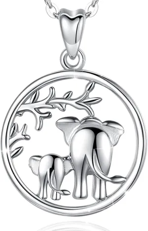 AEONSLOVE 925 Sterling Silver Animal Necklaces, Elephant/Sea Turtle/Highland Cow Pendant Necklaces Animals Jewelry Gifts for Women
