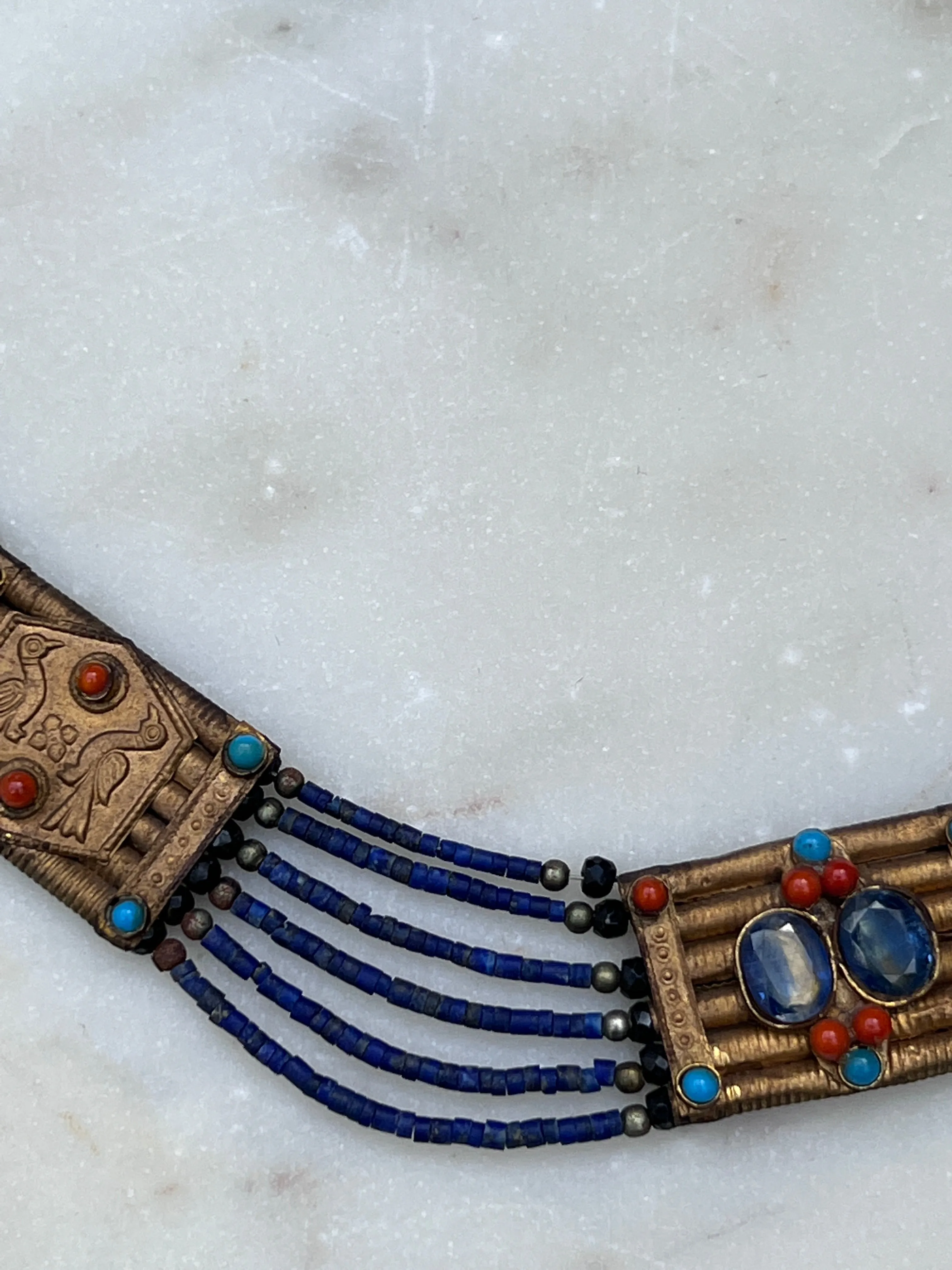 Afghanistan Beaded Plated Tribal Necklace