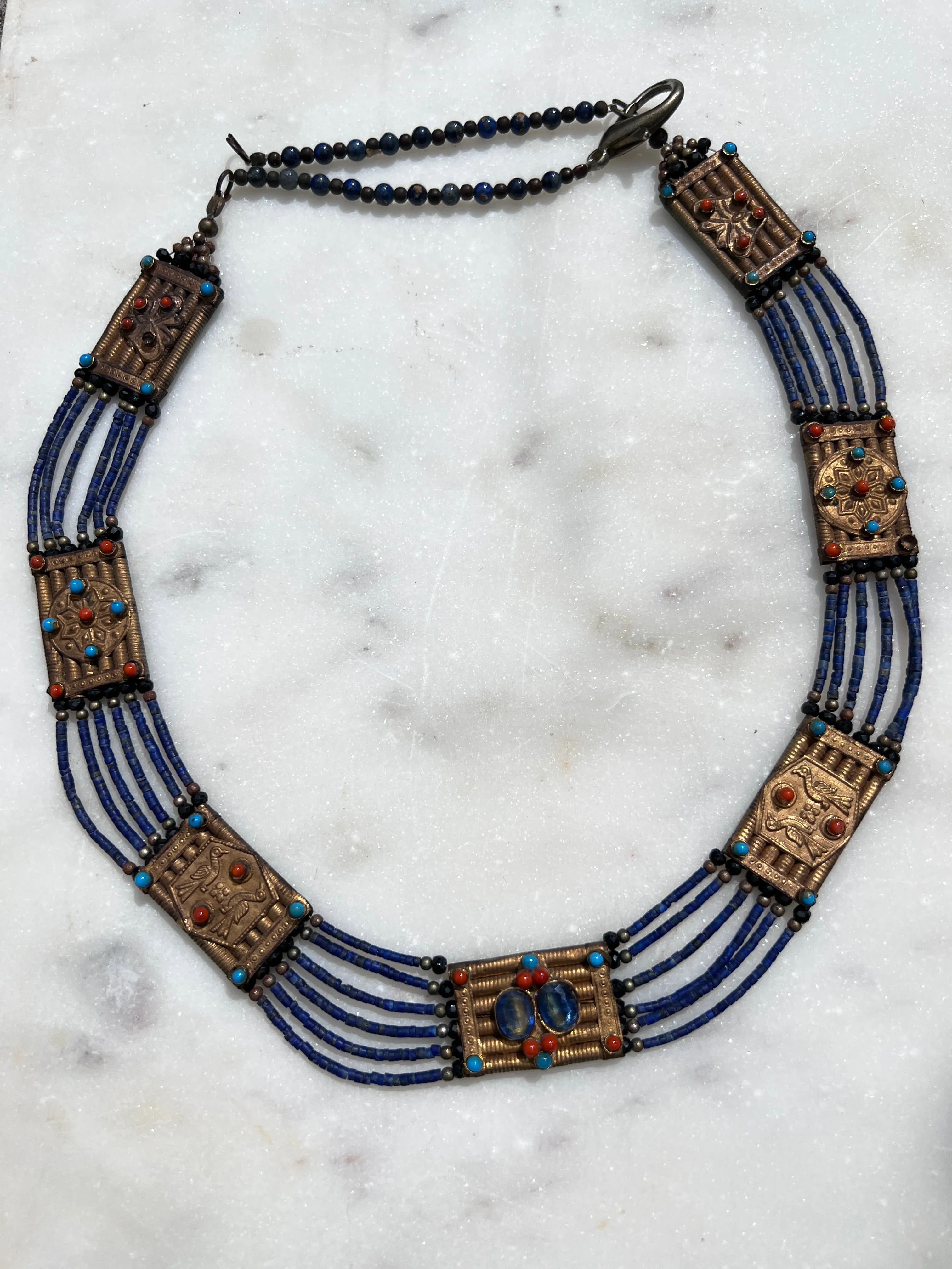 Afghanistan Beaded Plated Tribal Necklace