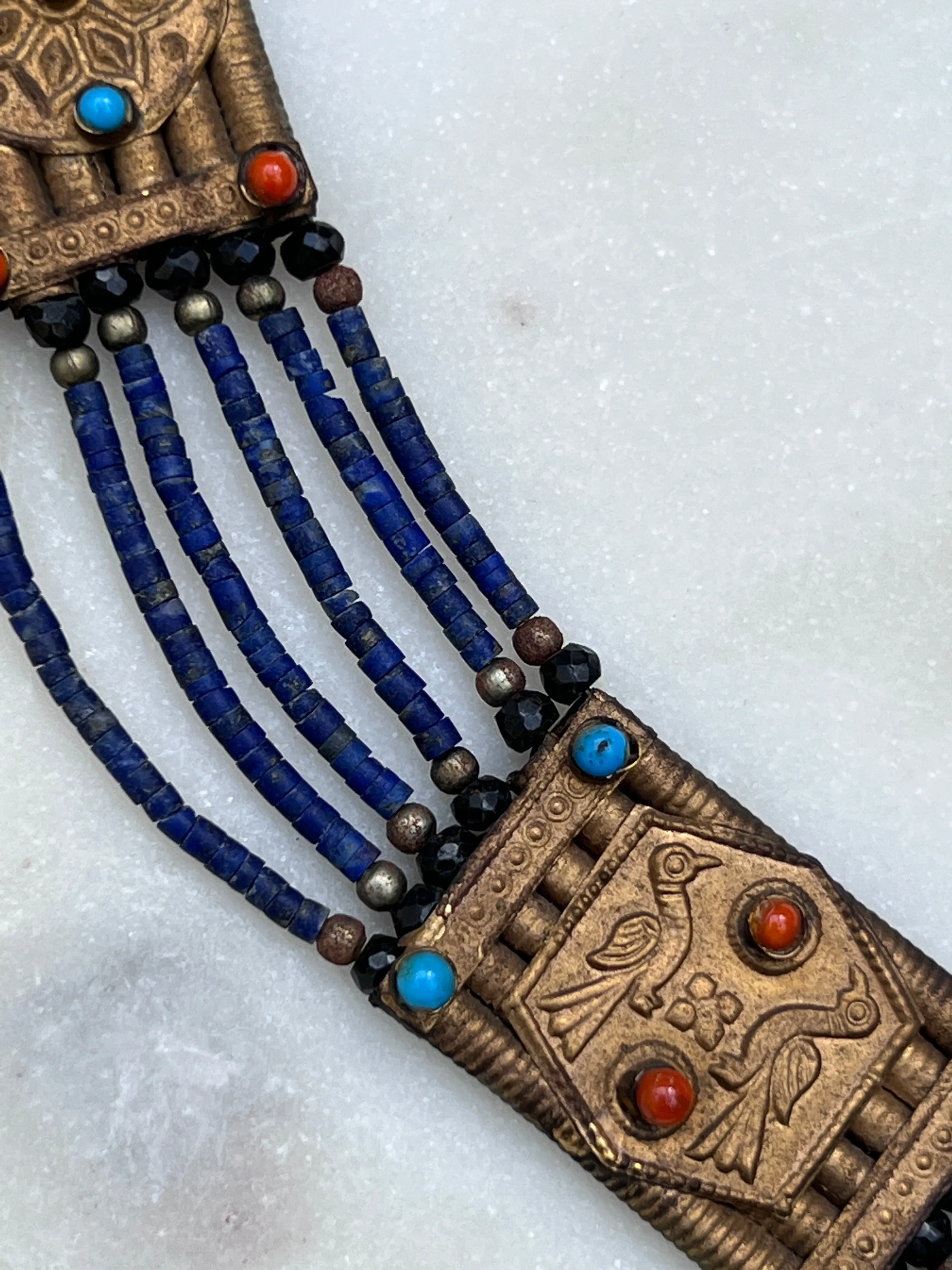 Afghanistan Beaded Plated Tribal Necklace