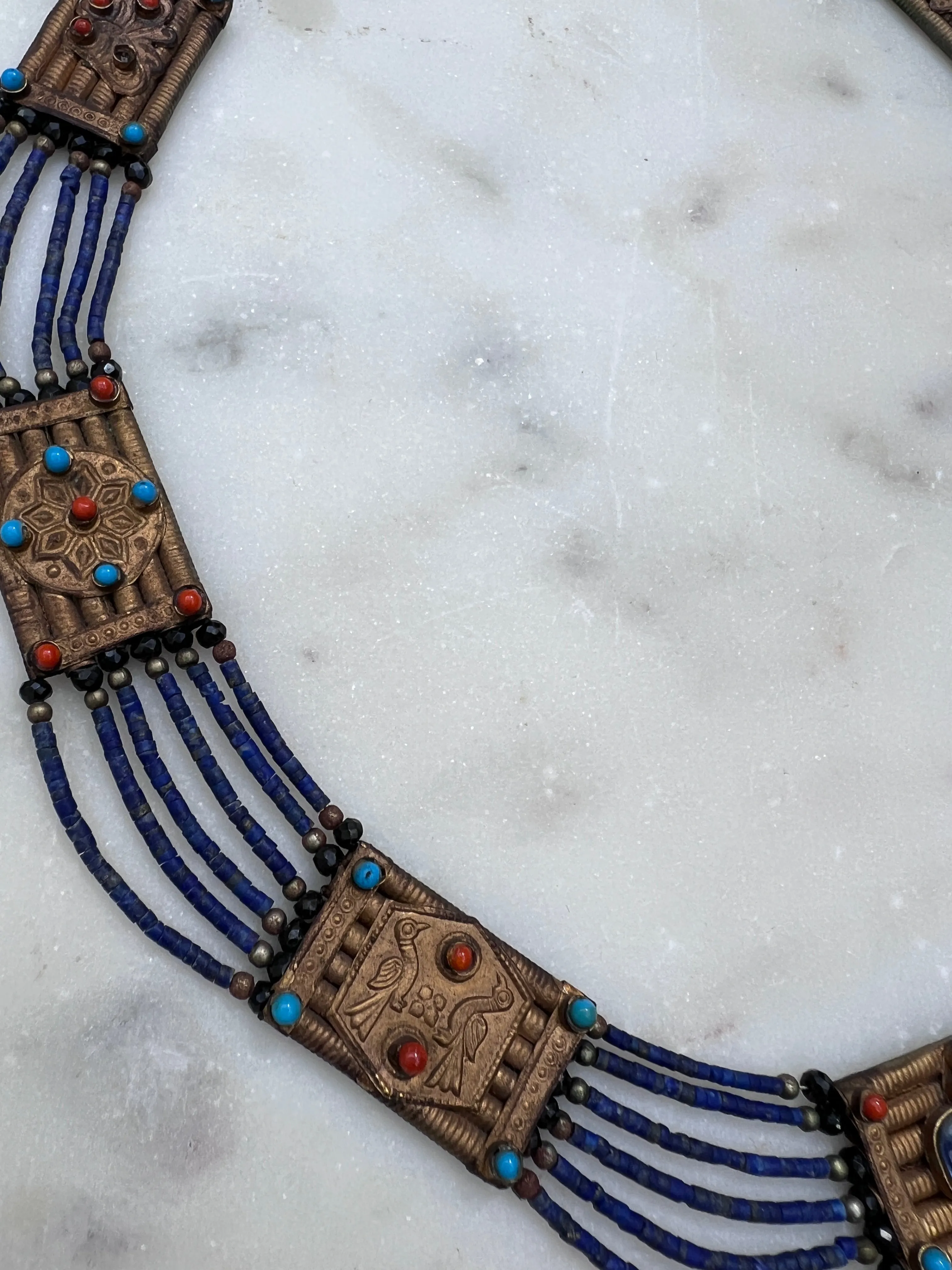 Afghanistan Beaded Plated Tribal Necklace