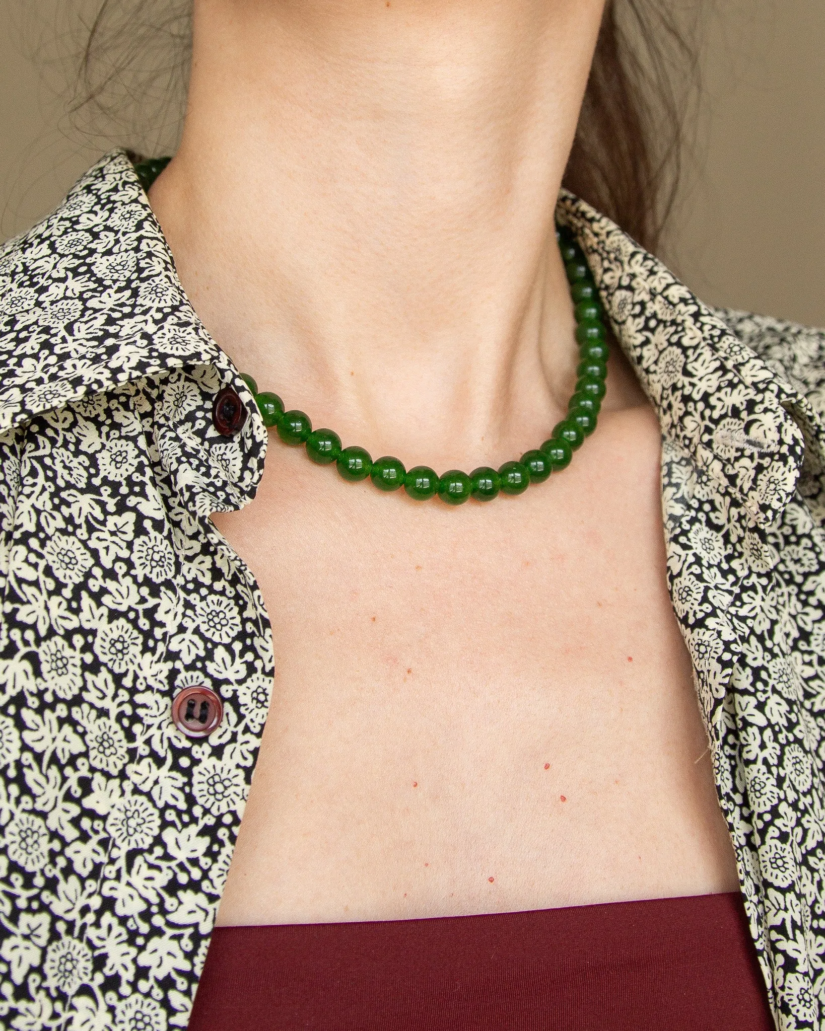 Agate Gemstone Necklace in Palm Green