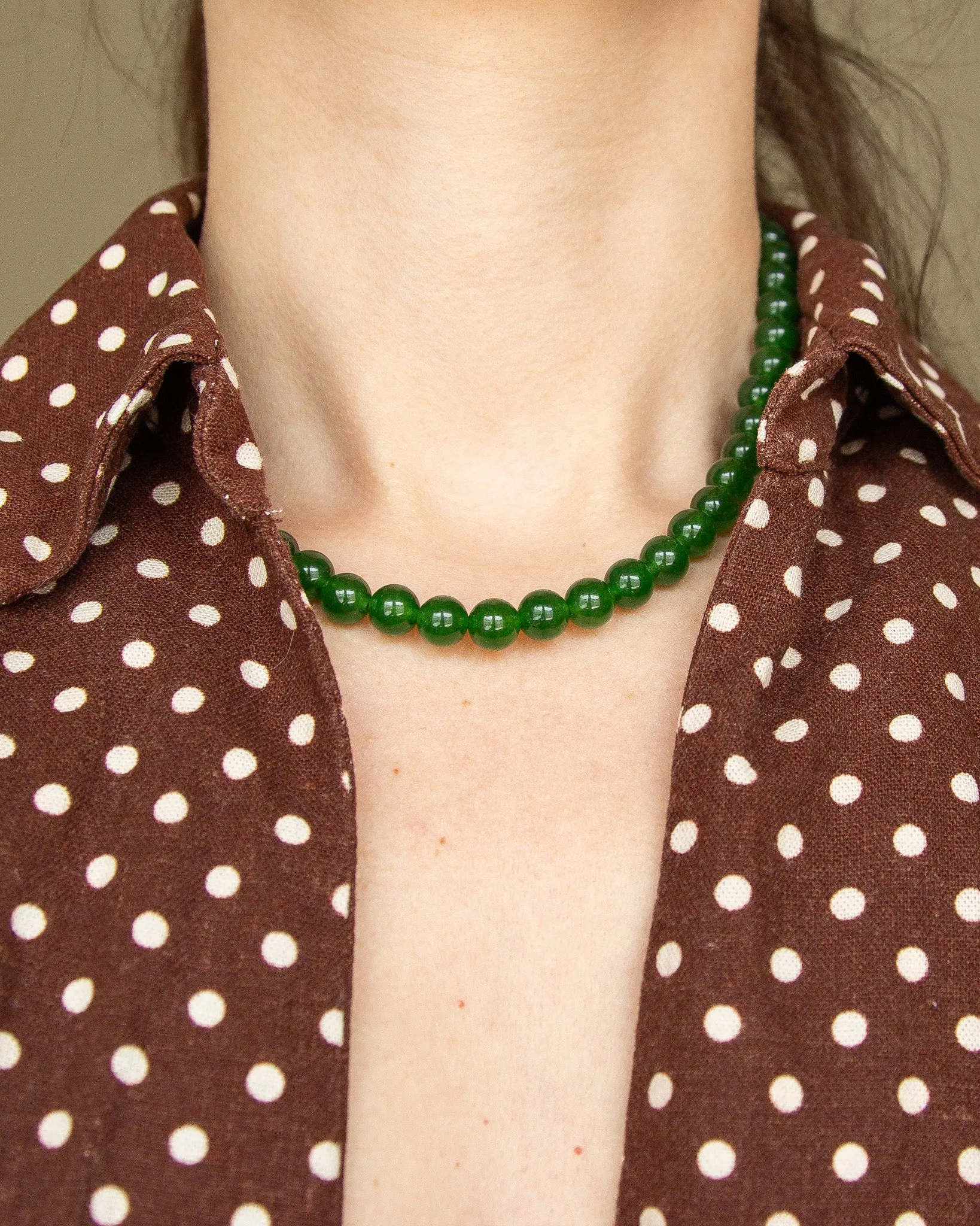 Agate Gemstone Necklace in Palm Green