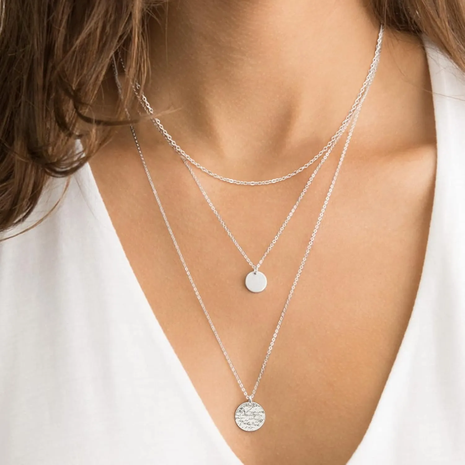 Aisansty Dainty Layered Choker Necklaces Handmade Coin Tube Star Pearl Pendant Multilayer Adjustable Layering Chain Gold Plated Necklaces Set for Women