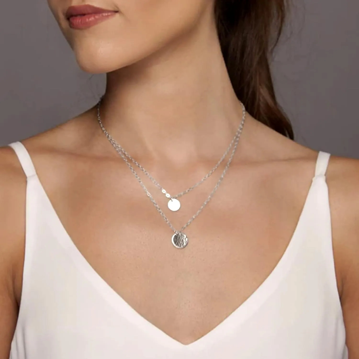 Aisansty Dainty Layered Choker Necklaces Handmade Coin Tube Star Pearl Pendant Multilayer Adjustable Layering Chain Gold Plated Necklaces Set for Women