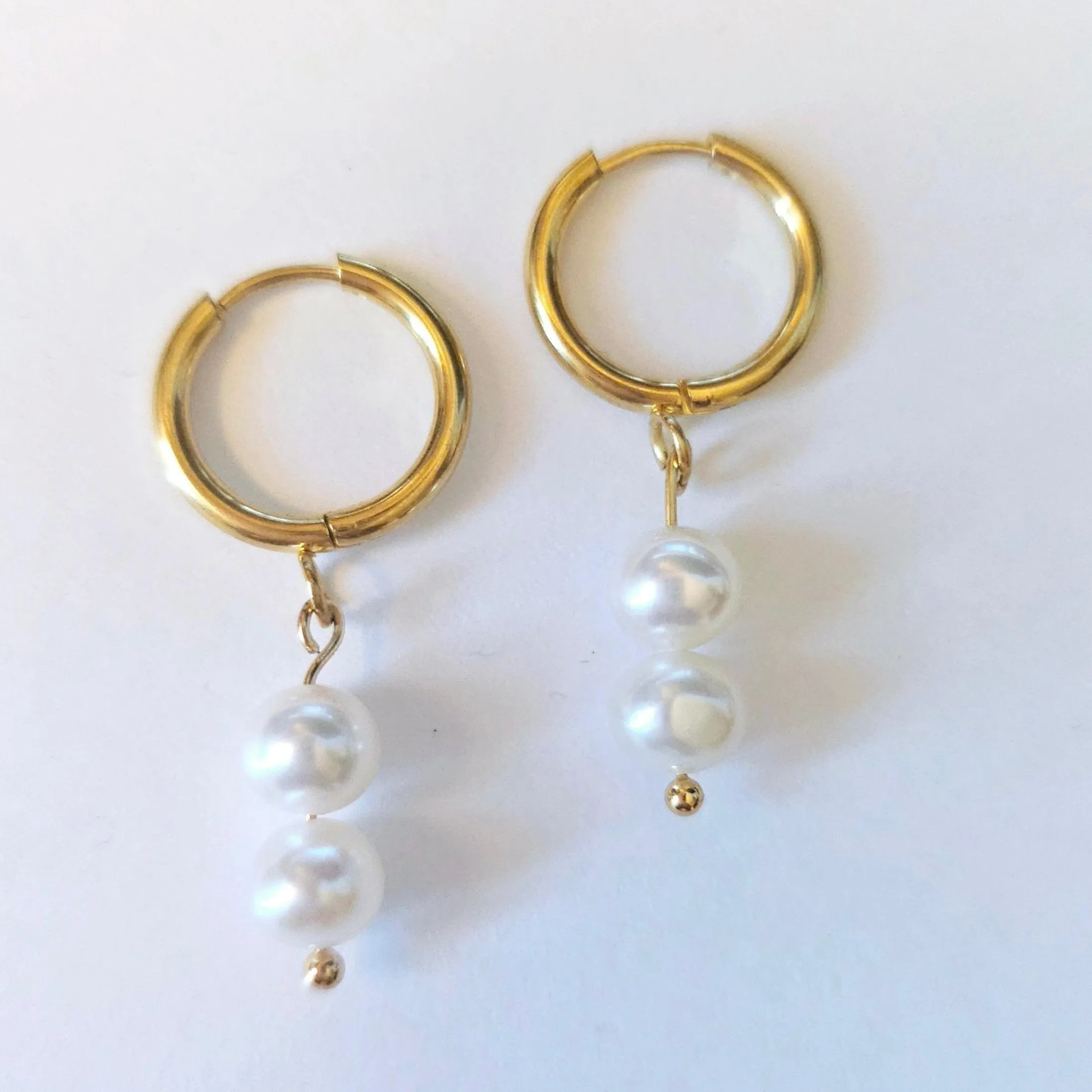 Akoya Pearl Hoop Earrings with Dangling