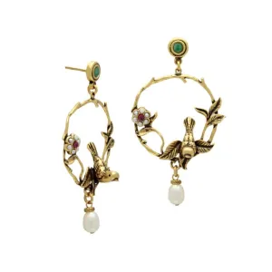 Alcozer Circle Dangle Earrings | Pearls | Nature-inspired