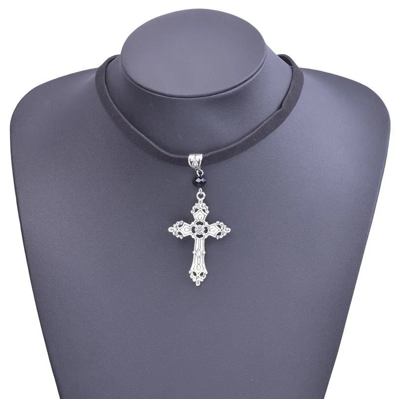 Amazing Gothic Religion Cross Cross Choker Aesthetic Design Pendant Necklaces For Women -  Christian Jewellery